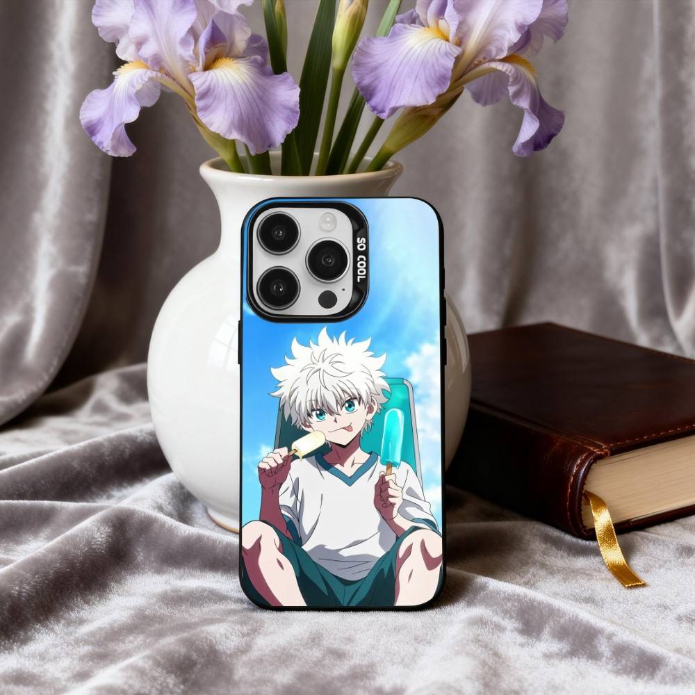 K-Киллуа Z-Золдик H-Охотник х Охотник Чехол для телефона Для iPhone17,16,15,14,13,12,11 Plus,Pro Max Черный Конфетный серебристый чехол для телефона