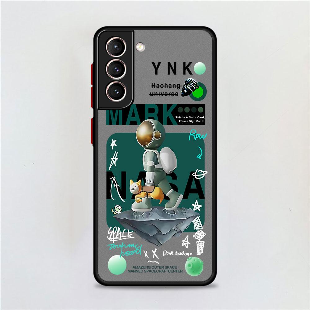 Матовый чехол с милым астронавтом и планетой для Samsung Galaxy S22 S20 S21 FE S10 S9 Plus S8 Capa Note 20 Ultra 10 Lite, чехол для телефона