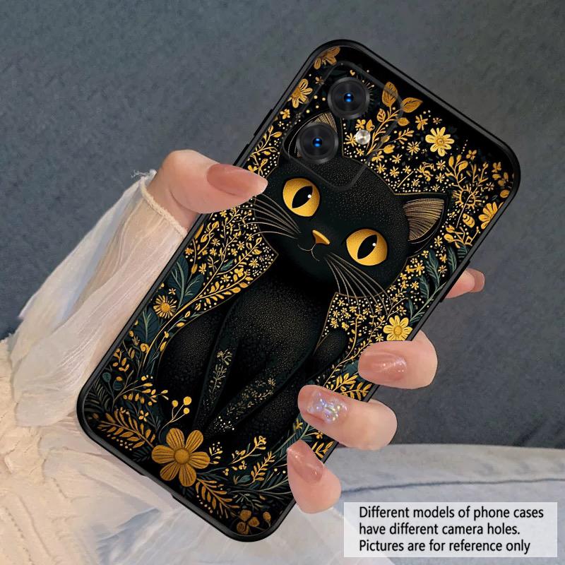 Flower Cat Black For Moto Edge 40 50 Neo 5G E 14 15 G04 G05 4G G24 G34 G35 G54 POWER G55 G75 G84 85 silicone soft phone case