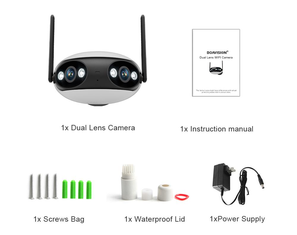 2024 Новая двойная линза, широкоугольная панорамная Wi-Fi POE IP-камера с углом обзора 180°, наружная камера наблюдения за человеком/автомобилем с автоматическим отслеживанием