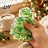 Clear Tree Sensory Toy Christmas Stress Relief Toy Slow Rebound Xmas Squeeze Elastic Toys Fidget with Glitter for Party Favors Anxiety Gadget