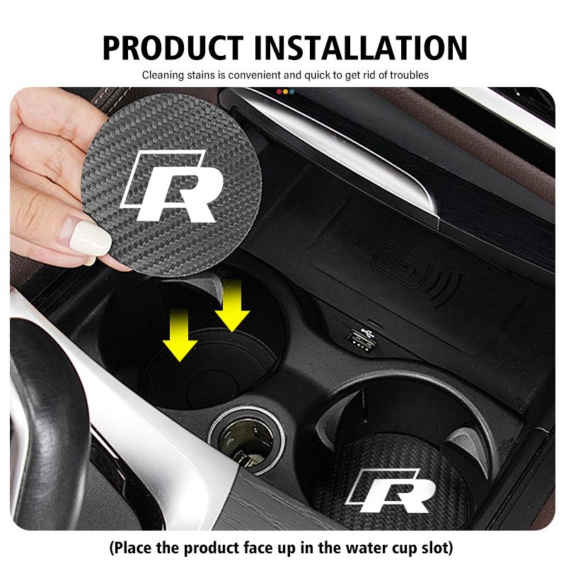 For Volkswagen VW 2pcs Car Drink Bottle Hoder Mat Sift-proof Protector Pad Golf Jetta Passat mk4 mk5 mk6 CC B5 B6 B7 Golf 4 zr2