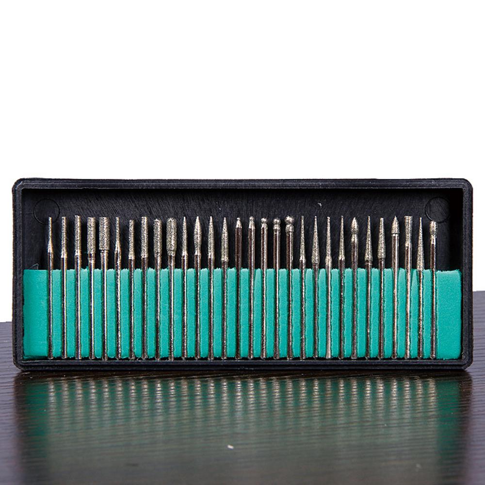 Набор алмазных маникюрных бит, 30 штук в пластиковом боксе