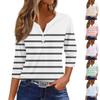 Women's T Shirt Tee Print Button  3/4 SleeveDaily Weekend Fashion Basic V- Neck Regular Top