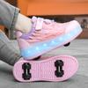 Children's Luminous Shoes Double-wheel Runaway Shoes Four-wheel Roller Skates Rechargeable Adult Wheels Shoelace Lights Men's and Women's Sports Shoes