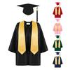3 шт./комплект, детская выпускная форма для детского сада с кисточкой, шапочкой и шалью, V-образным вырезом, длиной до икры, длинными рукавами, застежкой-молнией, начальный выпускной халат