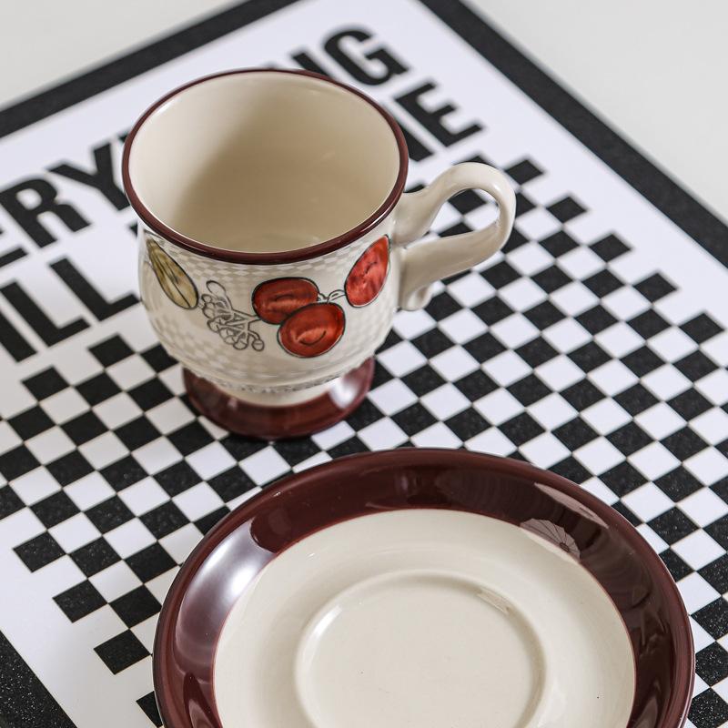 Керамическая кофейная чашка и набор тарелок, винтажная французская кружка для латте