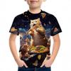 Summer Round Neck 3D Cat Pattern Printed Top Fashionable and Casual Short Sleeved Children's Boy and Girl T-shirts