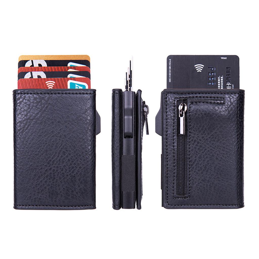 PU RFID Blocking Money Wallet Automatic Pop-up Credit Card Holder Business Purse Gift Cash Pocket for Men Women
