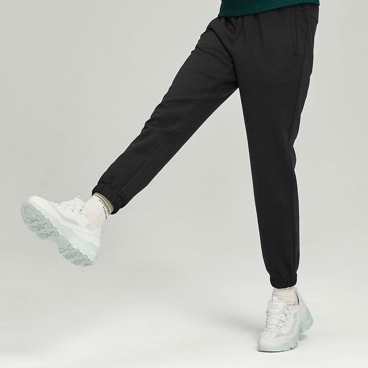 Skechers Однотонные Повседневные Универсальные Трикотажные Спортивные Брюки Женские Низкая Посадка Угольно-Черный P423W053-0018