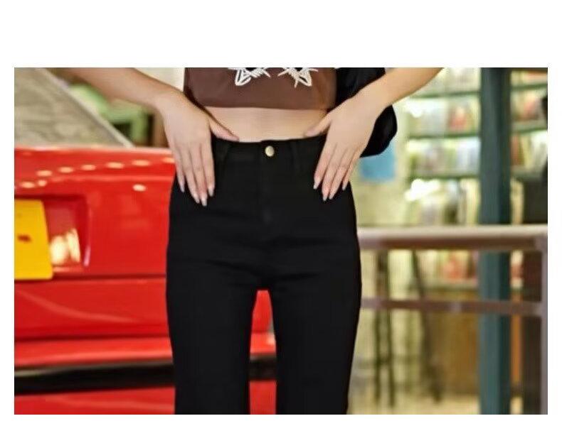 Женские черные джинсы-сигареты прямого кроя, slim, укороченные (на 9/10), весна/лето 2025