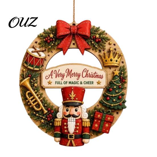 Seasonal Garden Window Hanging Interchangeable Wooden Christmas Wreath, 12 Pcs Front Door Plaque, DIY Wreath for Handmade Pattern Wall, Fireplace,