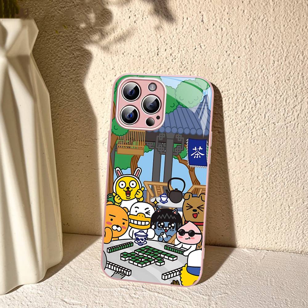 Cartoon K-KAKAO CUTE F-FRIENDS Tempered Glass For Iphone 14 13 12 11 Pro Mini XS MAX 14Plus X XS XR Fundas