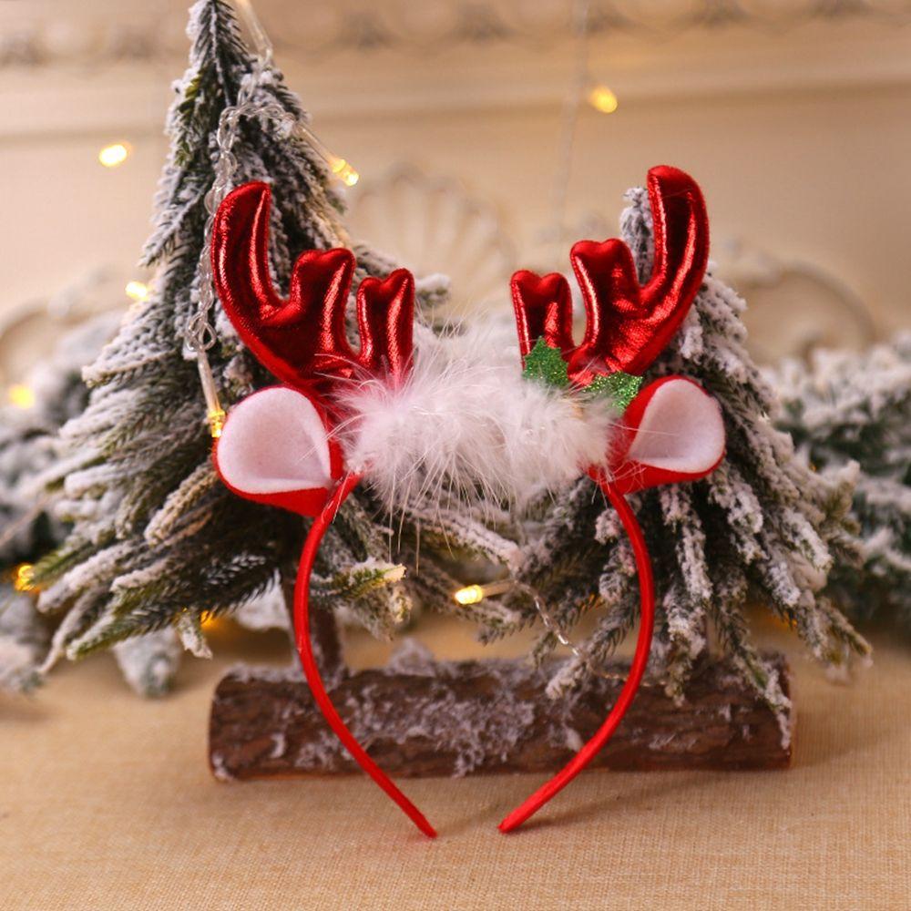 Party Dress Up Christmas Decoration Female Plush Hair Hoop Christmas Hair Band Antlers Headband