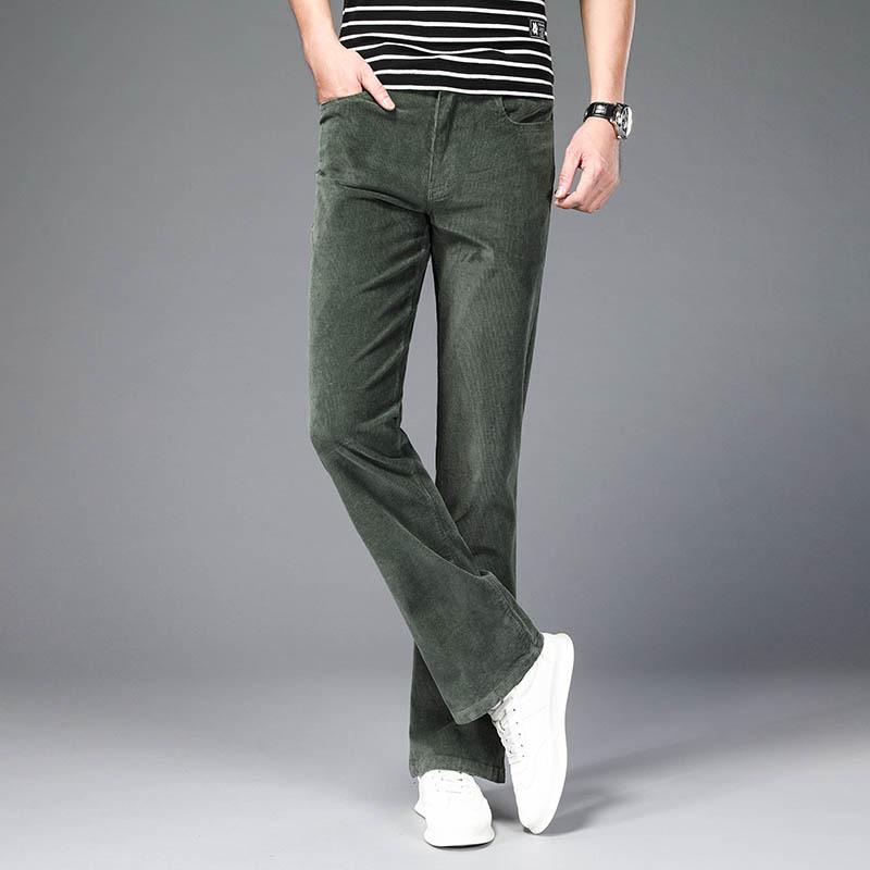 Men's Spring & Autumn Flared Corduroy Pants – Korean Style, Stretch Slim Fit