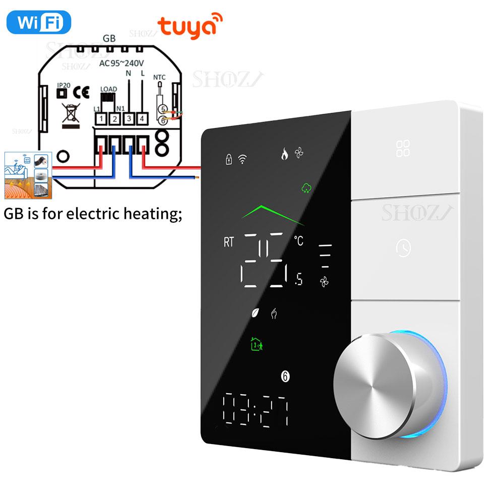 Tuya WiFi Smart Thermostat with Power Monitoring, Voice Control for Film Infrared Electric Warm Floor Heating System, 16A