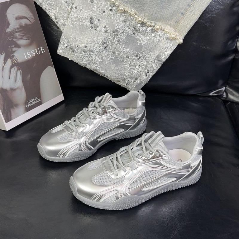 Простые серебристые повседневные кроссовки женские удобные дышащие кроссовки для женщин нескользящие износостойкие женские спортивные туфли