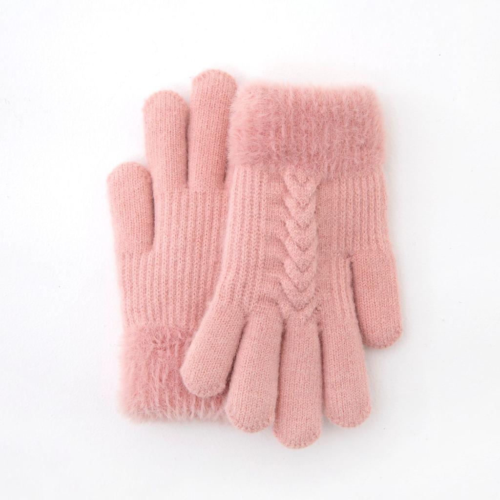 Kids Winter Glove Double Layer Thick Warm Thermal Fleece Lined Windproof Knit Gloves for Children Soft Plush Outdoor Play Gloves