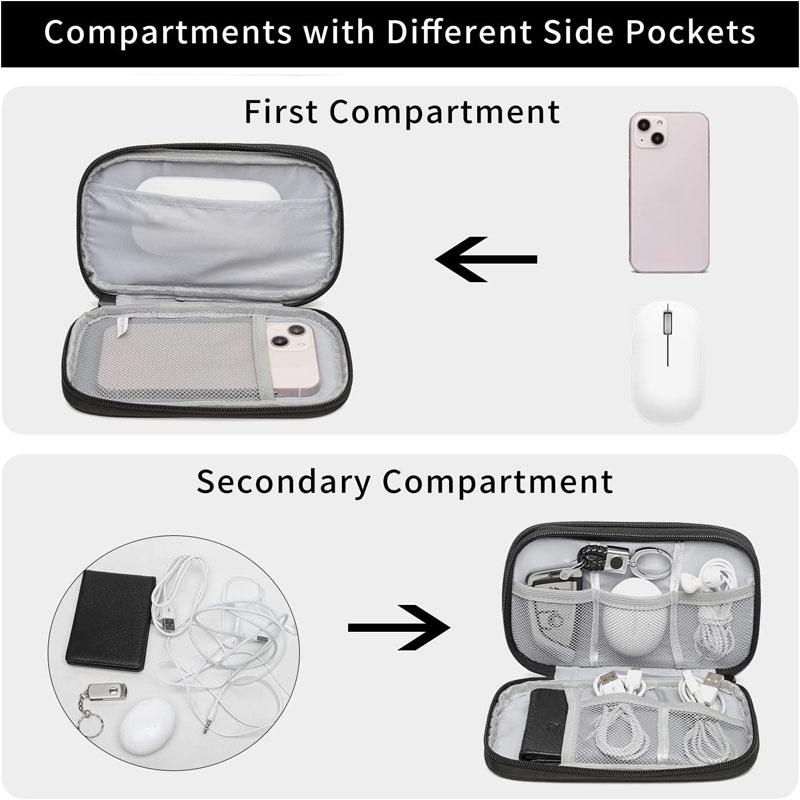 Дорожный органайзер, сумка для кабеля, чехол для электронных аксессуаров, портативный водонепроницаемый двухслойный чехол для хранения кабеля