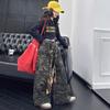 Ретро Камуфляжные Брюки Карго для Джазовых Танцев с Широкими Штанинами и Поясом на Талии для Девочек - Мода Осень 2025