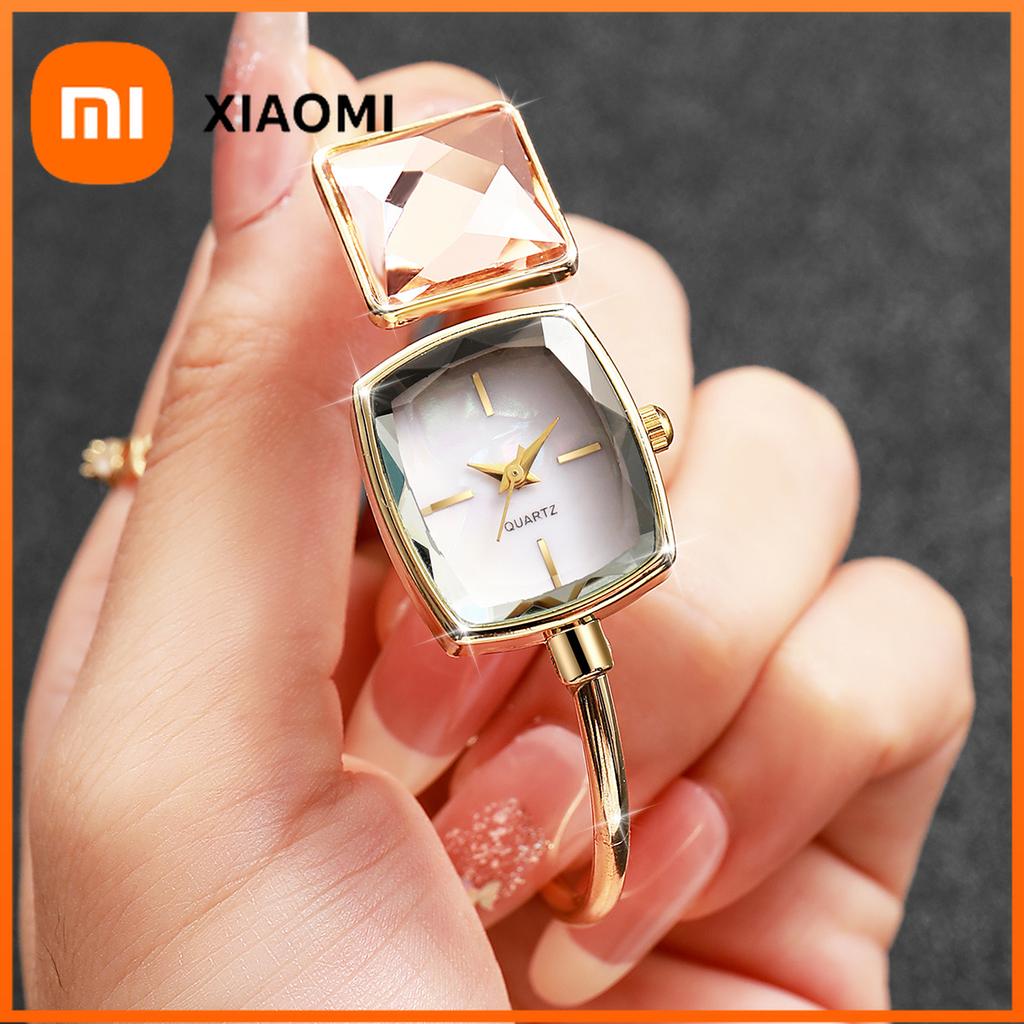Xiaomi Элегантные квадратные женские кварцевые наручные часы Модные женские часы с бриллиантовым браслетом Часы для девочек Подарок