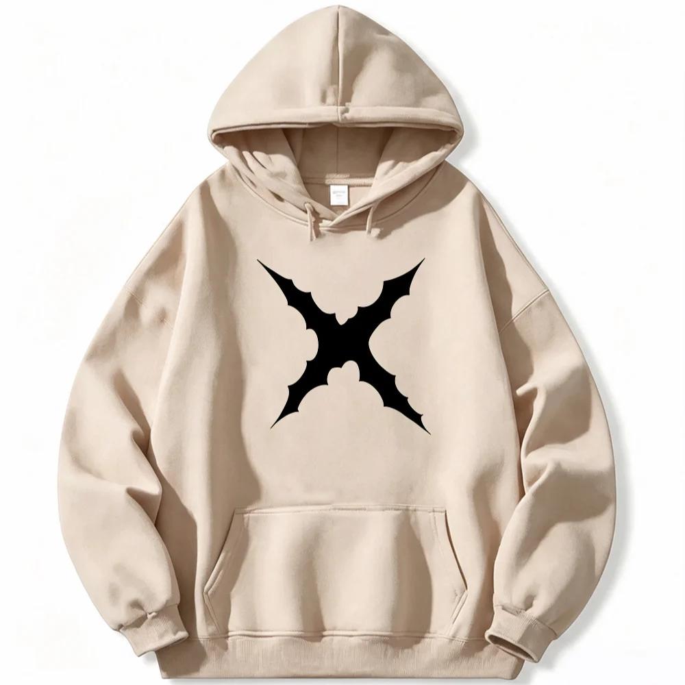 Свитшот с капюшоном и шнурком StreetwearGraphicHoodie Абстрактный X Облако Звезда Принт спереди Повседневный Пуловер с длинным рукавом Для мужчин Женщин