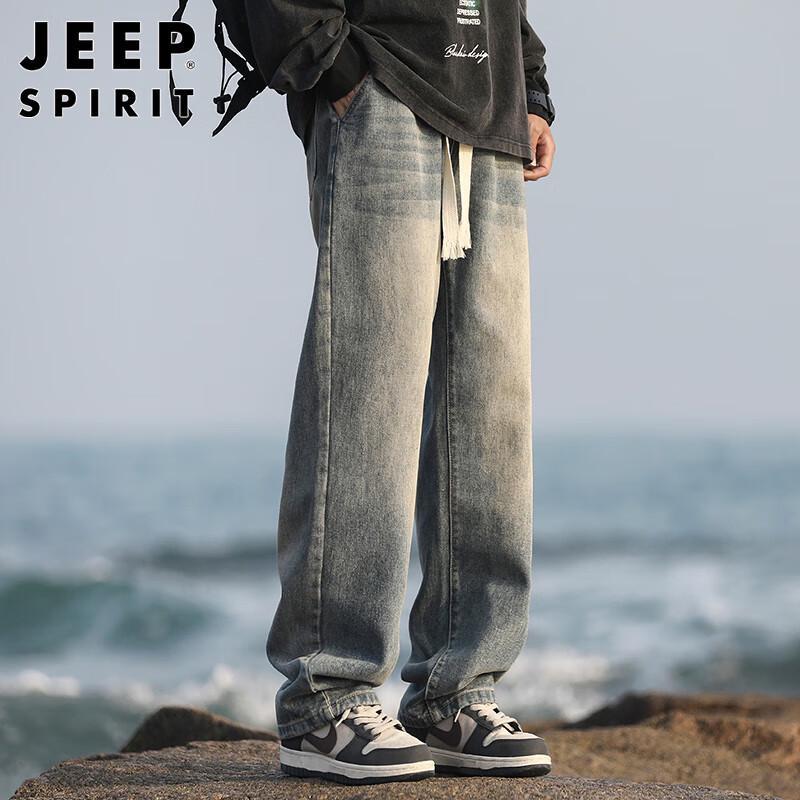 Мужские джинсы JEEP SPIRIT в стиле ретро, свободного кроя, с прямыми штанинами