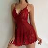 2 Pcs/Set Women Nightdress Panties Set Deep V Neck Backless Sleeveless Mesh