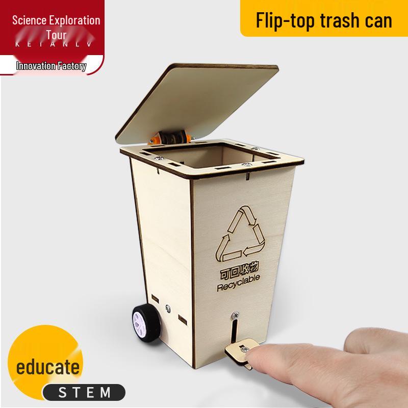 DIY STEM Flip-Top Trash Can Kit - Creative Invention Toy for Students