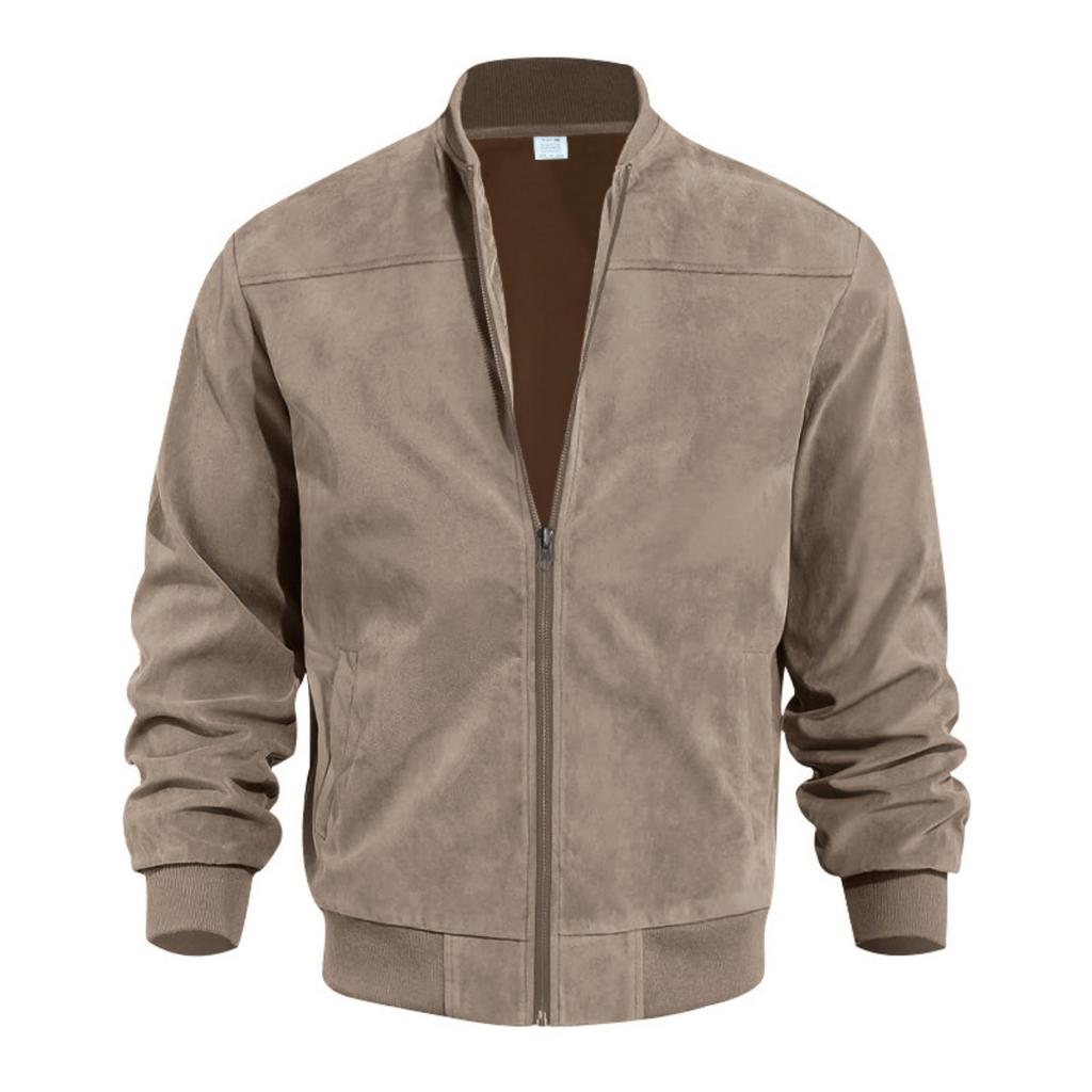 Autumn Suede Solid Color Men's Zipper Jacket Casual Retro Long Sleeved Cardigan Jacket Men's