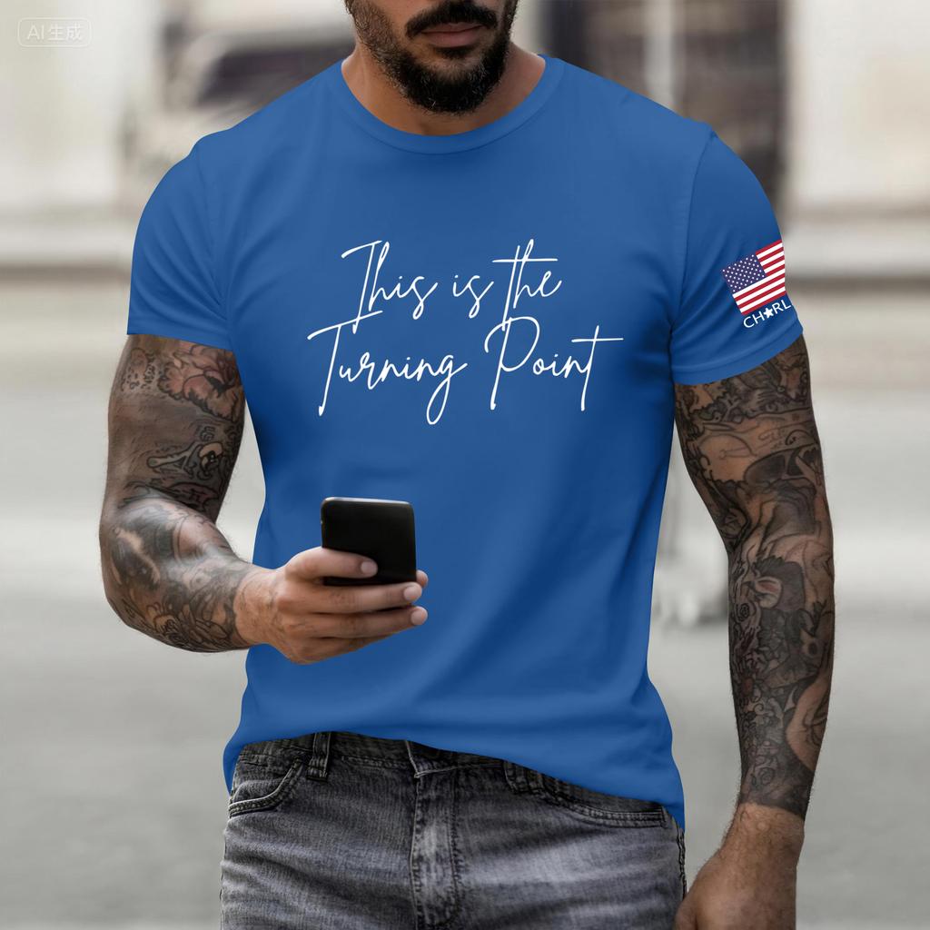 Fashionable Round Neck Short Sleeve Work Clothes Printed Tops For Mens Summer Tops