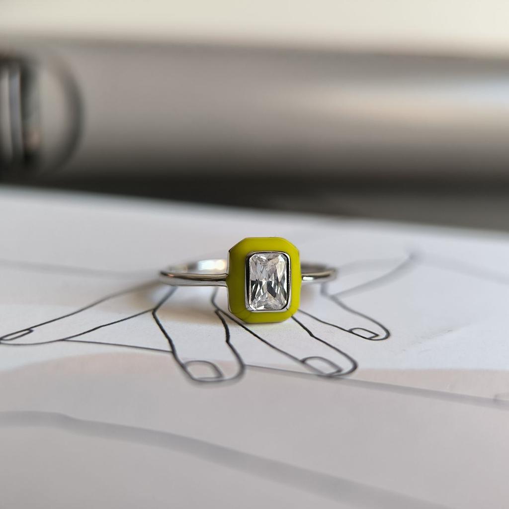 Silver Ring with Cubic Zirconia, Enamel, Product Weight 1.78 G (60002239)