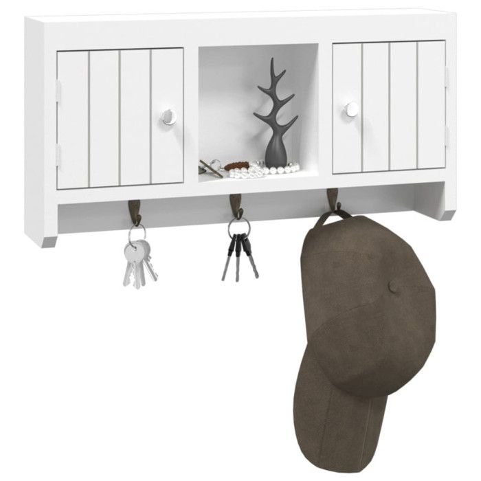 350631 vidaXL Key Cabinet White 40x8.5x20 Cm Engineered Wood and Steel