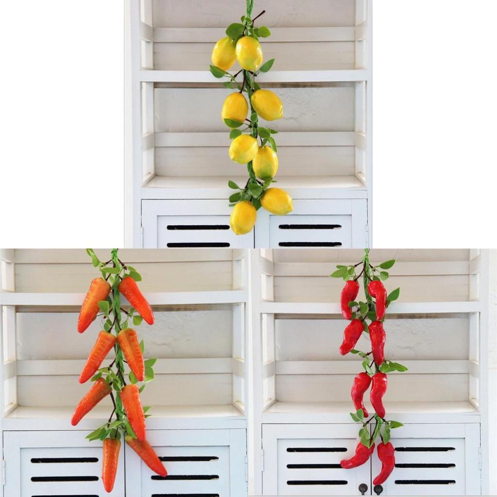 Fruit And Vegetable Decorative String Set For Restaurant Wall Decor With Colorful Artificial Veggies And Fruits