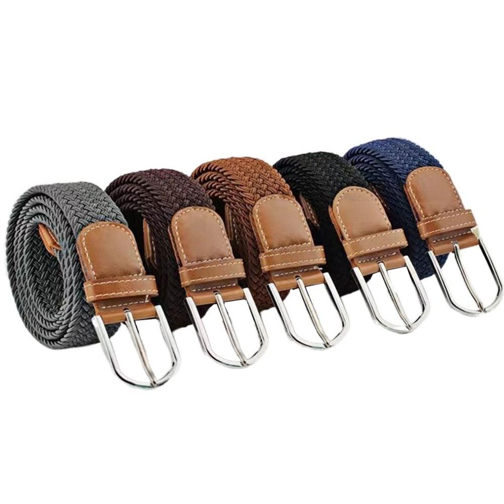 Adjustable Stretch Woven Belt Multicolored Men's Waistband Casual Elastic Braided Belt  Women