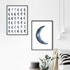 Moon Art Print. Indigo Crescent Moons. Nursery Art Print. Dark Blue Moon Painting. Celestial Watercolor Moons Dorm Room Decor