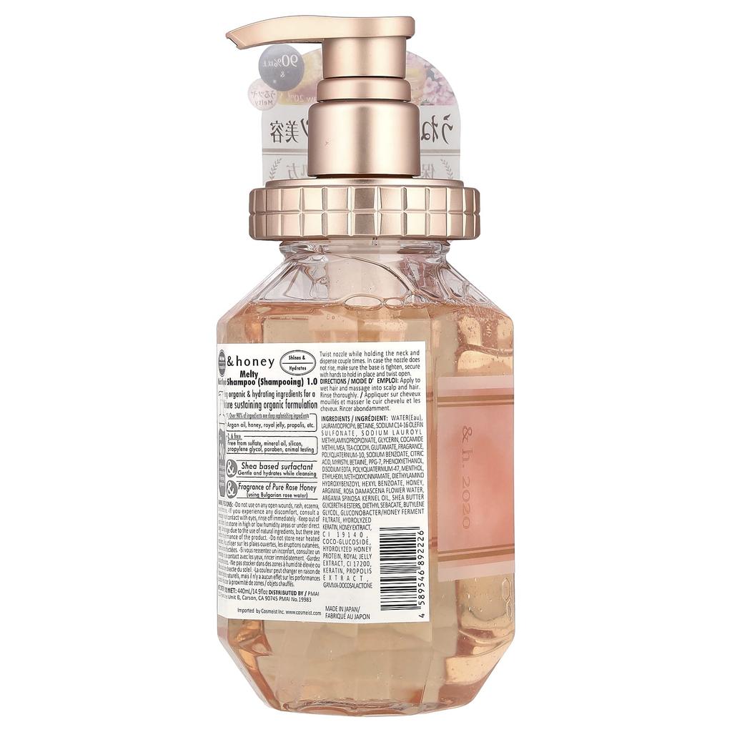 &Honey, Melty Moist Repair Shampoo, Pure Rose Honey, 440Ml(14.9Fl Oz)