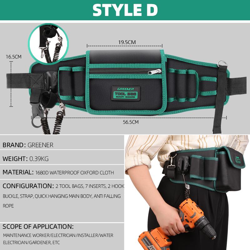 GREENERY поясная сумка для инструментов для электрика, мужская износостойкая, водонепроницаемая, многофункциональная фурнитура, специальный инструмент для обслуживания