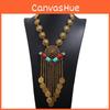 Multilayer Retro Women Coin Long Pendant Necklace With Alloy Chain Waterfall