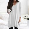 Womens Tops V-neck 3/4 Sleeve Blouses Casual Mid-length Shirts Fashion Print Tunic Tops With Pockets