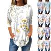 Рубашки с рукавом 3/4 для женщин, милые топы, футболки с рисунком, блузки, повседневные базовые топы больших размеров, пуловеры