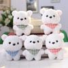 New Cute Plaid Scarf Bear Cartoon Plush Key Pendant Bear Animal Ornament Bag Accessories