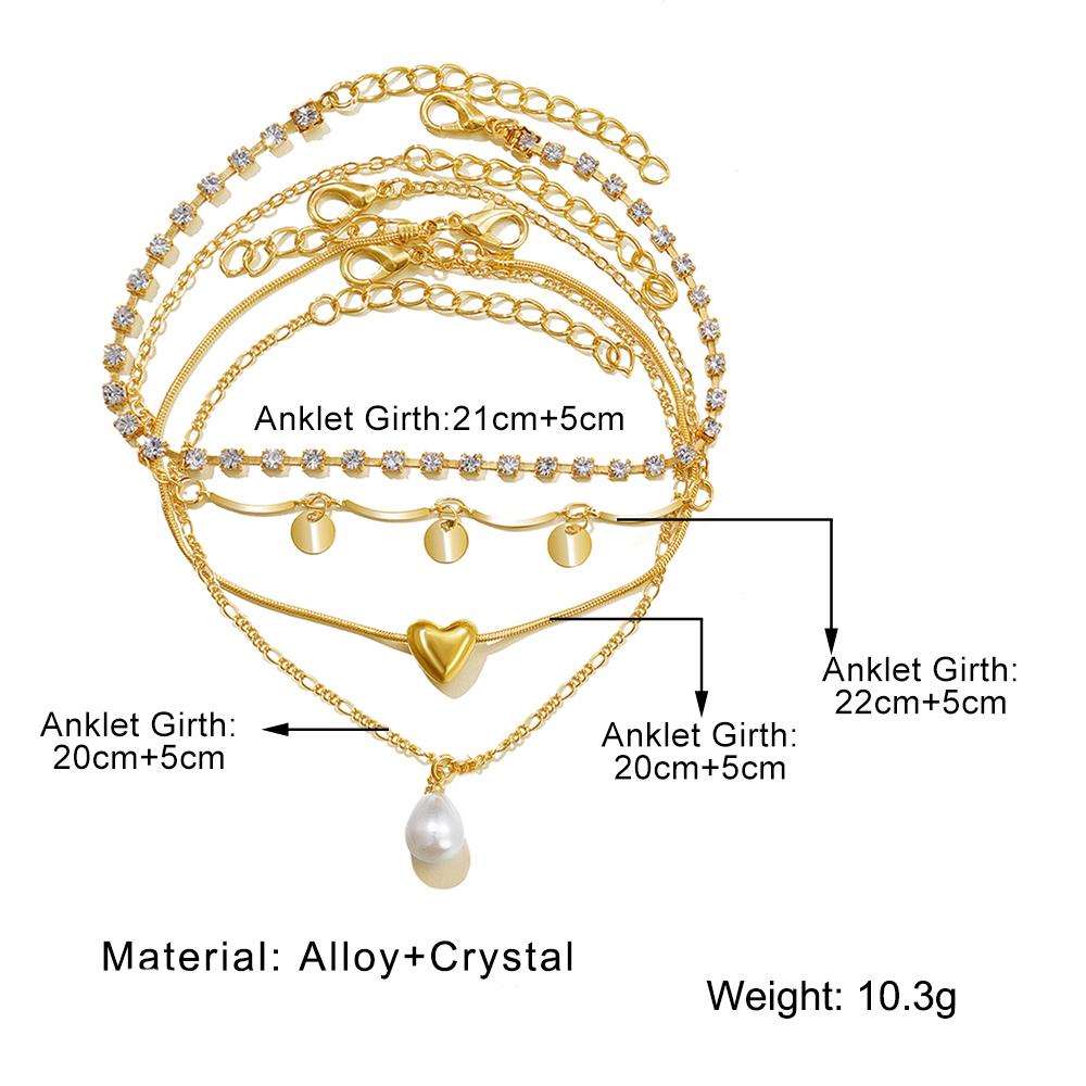 Набор из 4 предметов модных аксессуаров, летние пляжные босоножки, сандалии для женщин, браслет на щиколотке