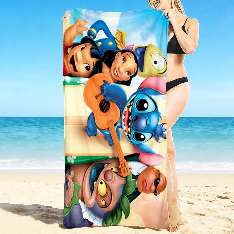 1Pc Lilo Stitch Adventure Beach Towel, Quick Dry, Multi-Use for Beach Pool Gym Yoga Home Travel, Christmas, Halloween, Xmas Gift M928593