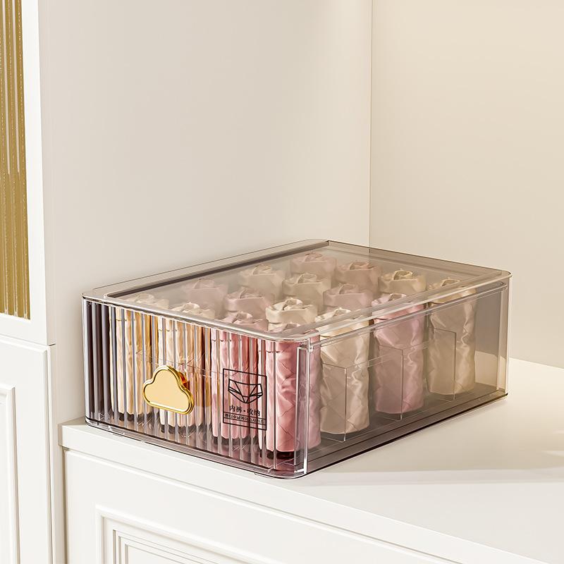 Household Transparent Stackable Storage Box Underwear Socks Underwear Sorting Dustproof Organizer Drawer for Closet Space Saving