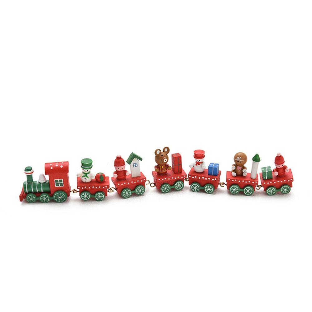 Cake Party Props Christmas Decoration Home Decor Christmas Ornament Window Ornaments Wooden Train