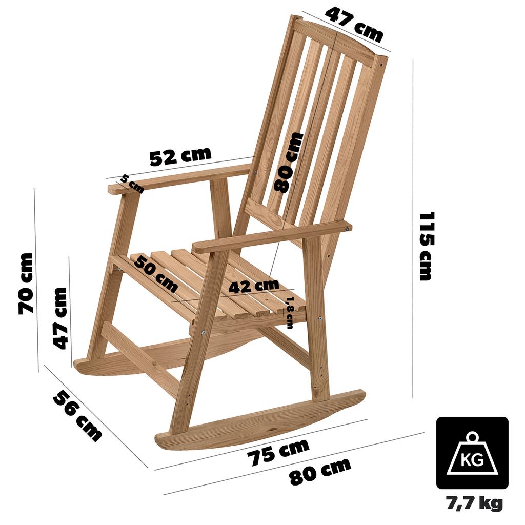 KADAX Fotel drewniany bujany złoty dąb 