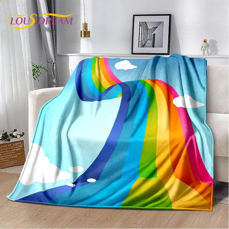 Мягкое плюшевое одеяло с радужной цветной иллюзией, фланелевое одеяло, одеяло для гостиной, спальни, кровати, дивана, чехол для пикника
