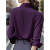Women's Satin Shirts Elegant Plain Long Sleeve Blouse Office Lady Button-Up Shirt Top Female Lapel Neck Shirts Blouse Autumn