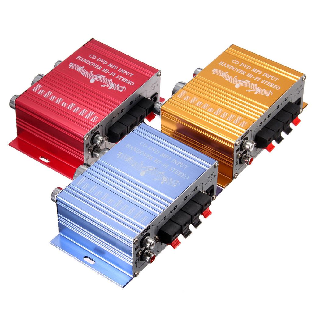 HY2001 12 В мини-Hi-Fi автомобильный стереоусилитель 2-канальный аудиоусилитель звука RCA/DVD/MP3 для домашнего мотоцикла WGIL1878a